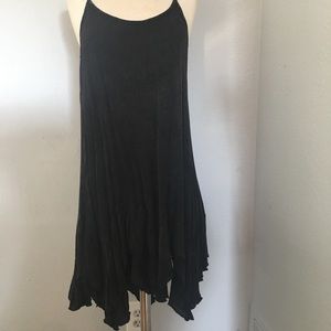 Black asymmetrical mini dress